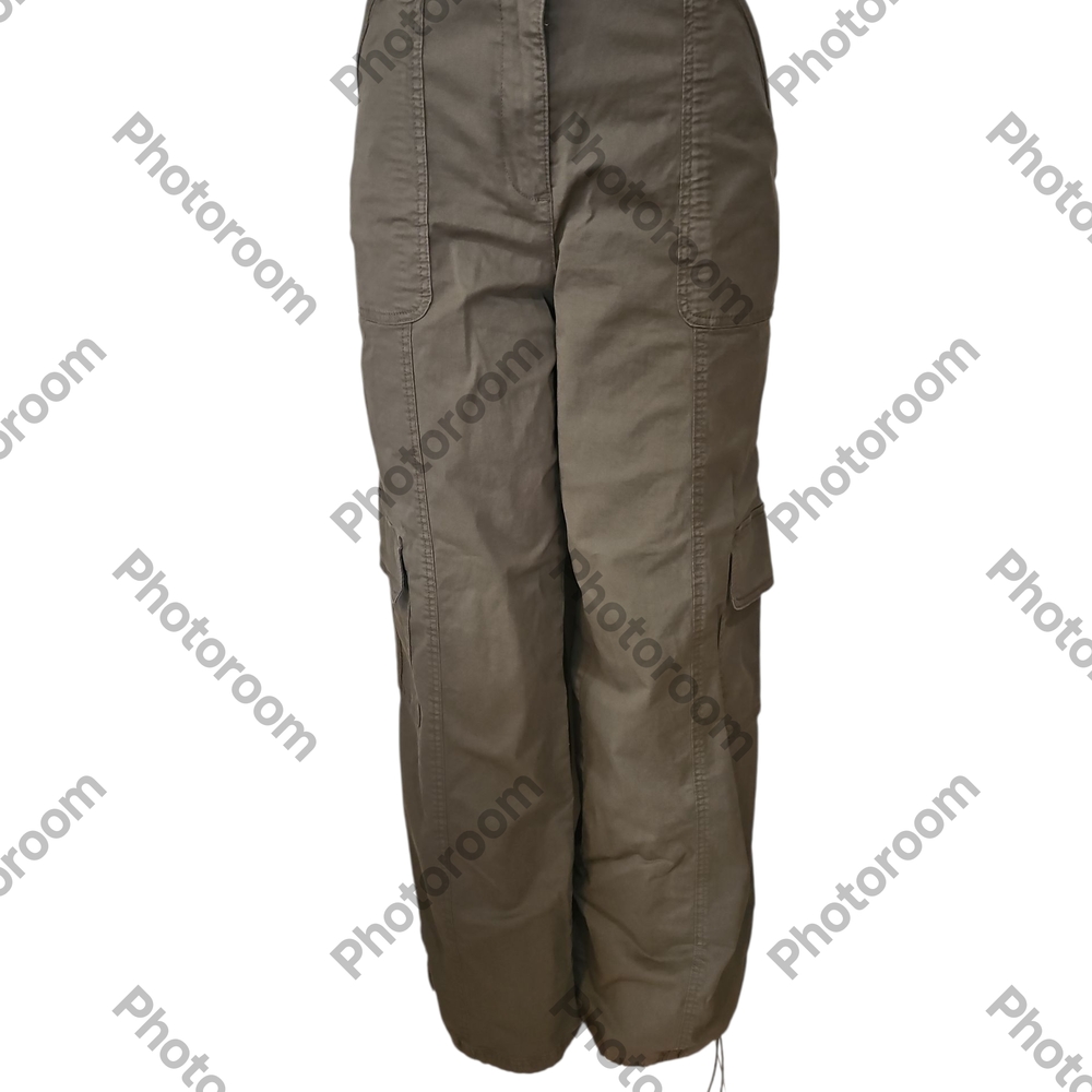 Nicole Miller NY Woman High-Rise Khaki Straight Leg Utility Cargo Pants Size10